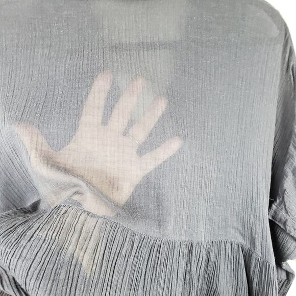 Free People XS Pleat Crepe Babydoll Blouse Black Dark Fairy Boho Renaissance - Picture 10 of 10